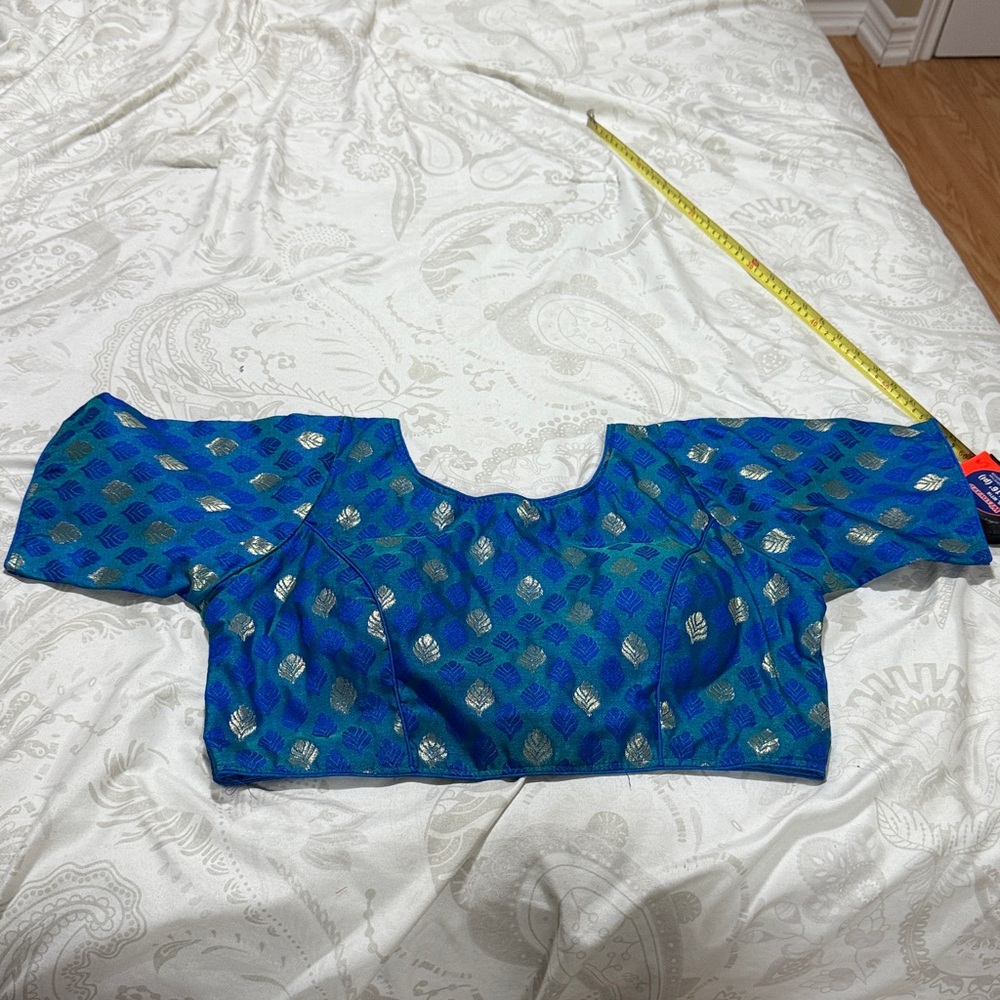 Blue and Silver Patterned Blouse